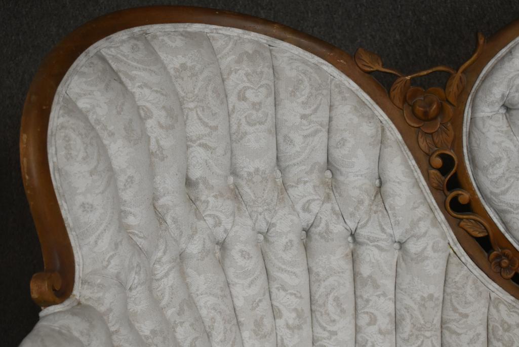 Antique Carved Rococo Revival Tufted Sofa