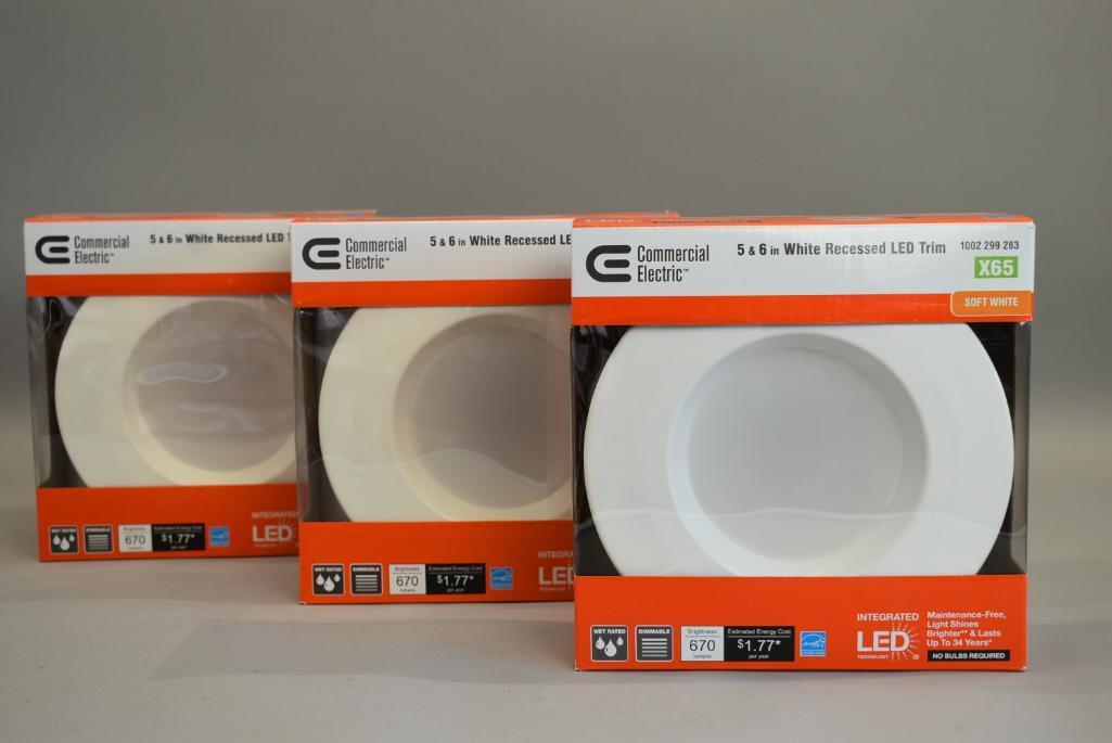 3 Commercial Electric White Recessed LED Trim Lights