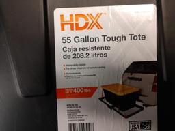 2 HDX 55 Gallon Tough Totes With Lids