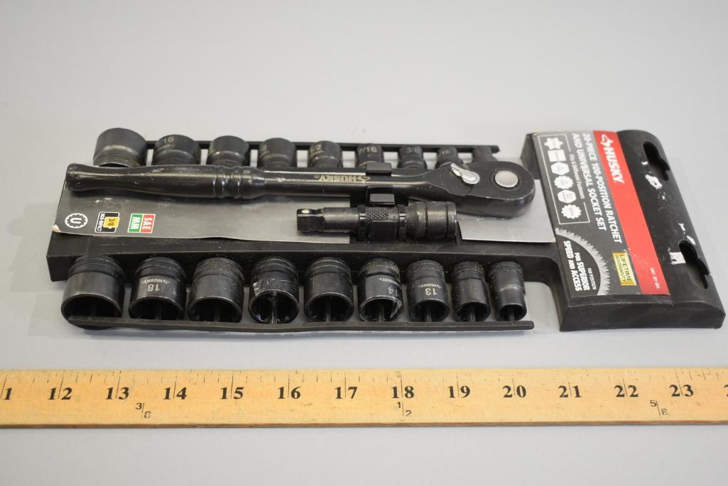 Husky 20-Piece 100 Position Ratchet & Universal Socket Set