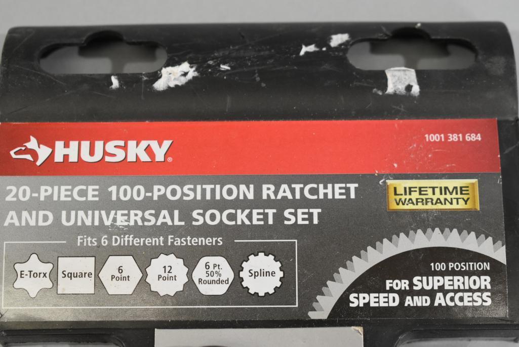 Husky 20-Piece 100 Position Ratchet & Universal Socket Set