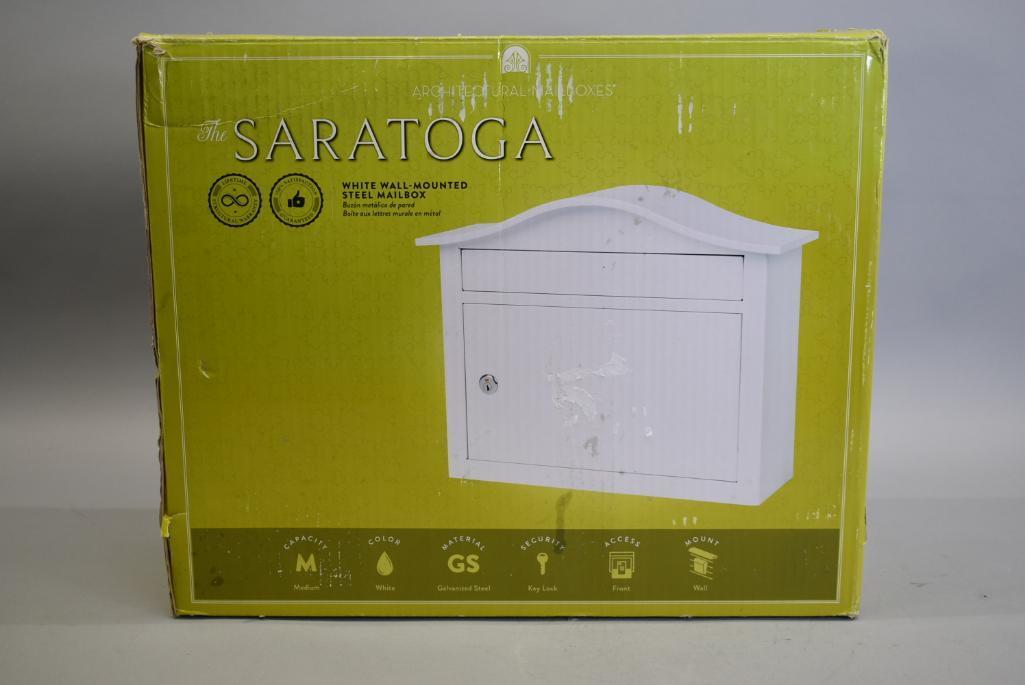 Architectural Mailboxes The Saratoga White Wall Mounted Steel Mailbox