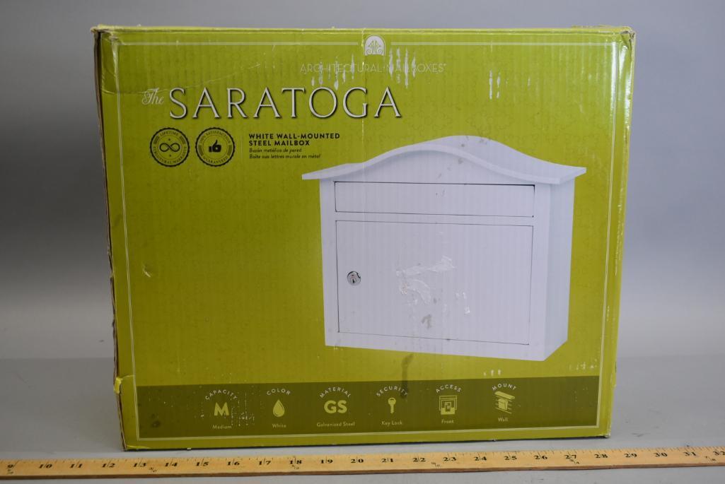 Architectural Mailboxes The Saratoga White Wall Mounted Steel Mailbox