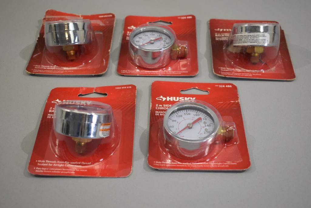 5 Husky Air Pressure Chrome Gauges