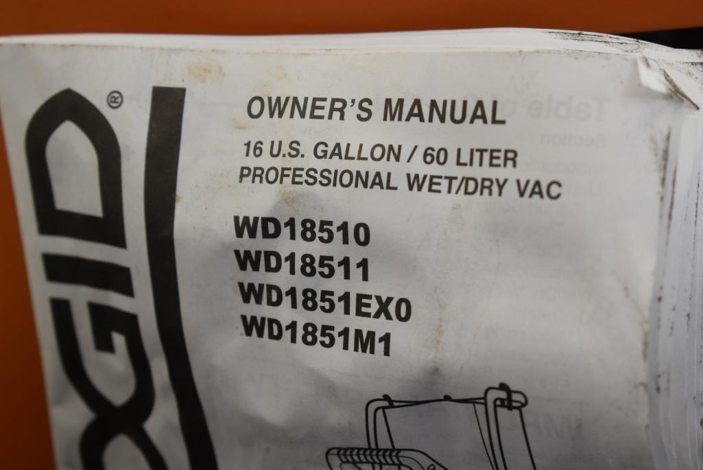 Ridgid 16 Gallon Wet/Dry Shop Vacuum