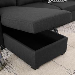 NEW Abbyson Newport Upholstered Sofa Sleeper Storage Sectional