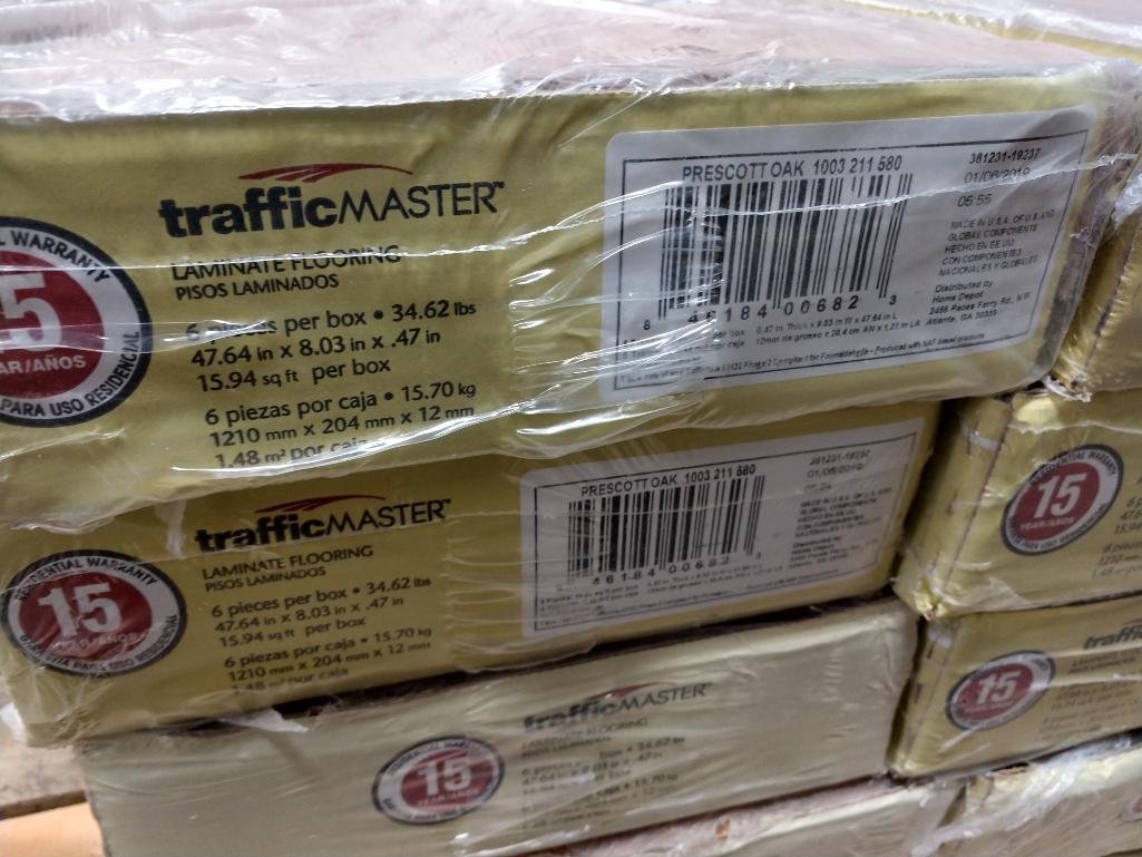 12 Cases Of Traffic Master Prescott Oak 12 mm Thick x 8.03 in. Wide x 47.64 in. Length Flooring