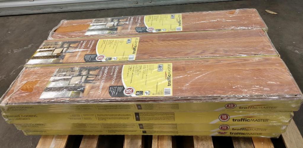 12 Cases Of Traffic Master Prescott Oak 12 mm Thick x 8.03 in. Wide x 47.64 in. Length Flooring