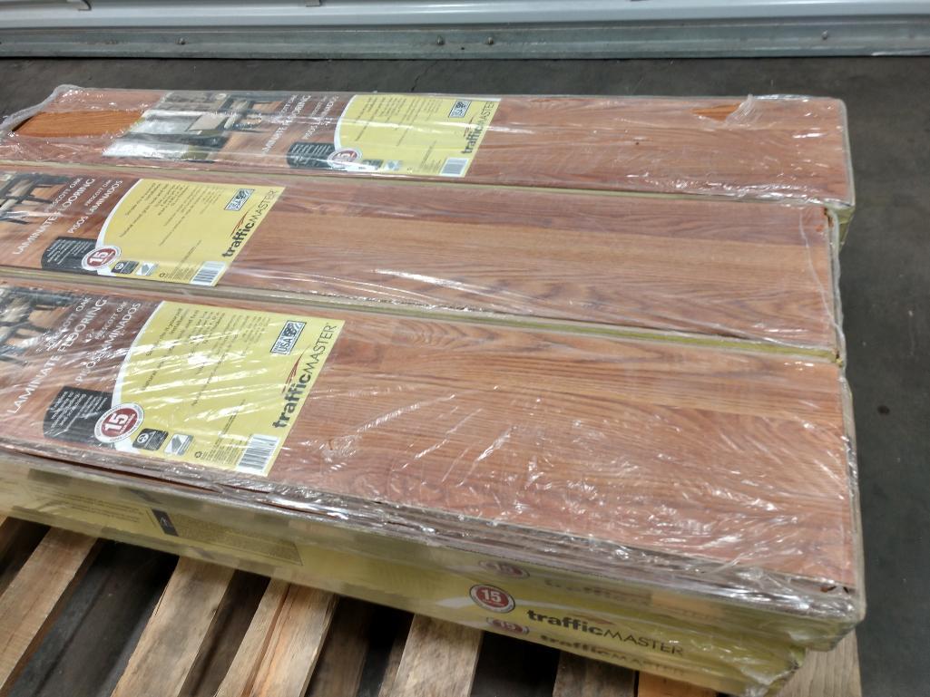 12 Cases Of Traffic Master Prescott Oak 12 mm Thick x 8.03 in. Wide x 47.64 in. Length Flooring