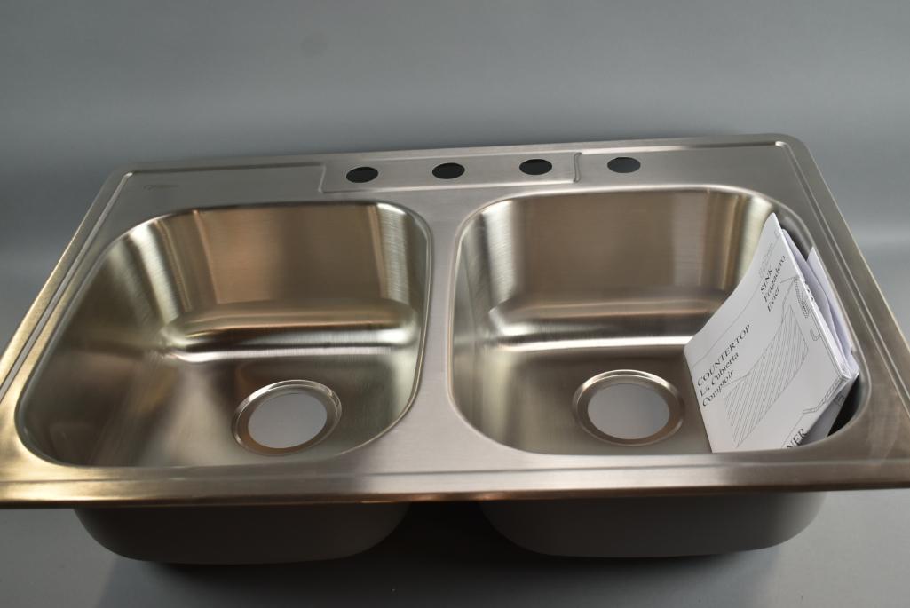 NEW Aspen Stainless Steel Topmount Double Bowl Kitchen Sink