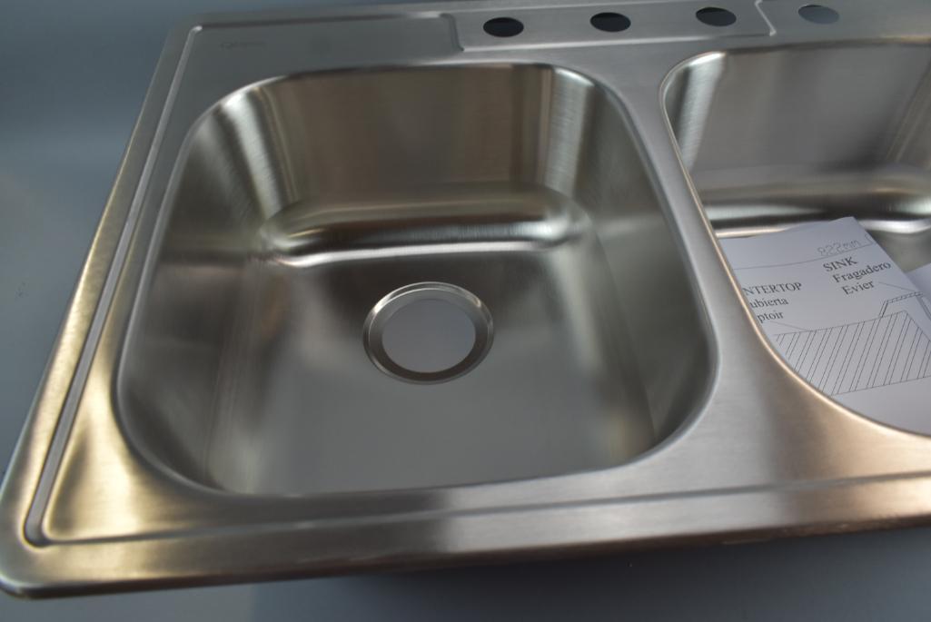 NEW Aspen Stainless Steel Topmount Double Bowl Kitchen Sink