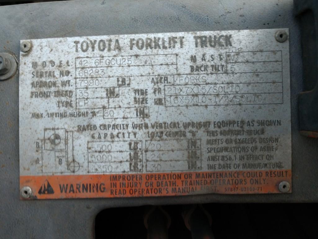 Toyota 5,500 Pound Capacity Propane Forklift
