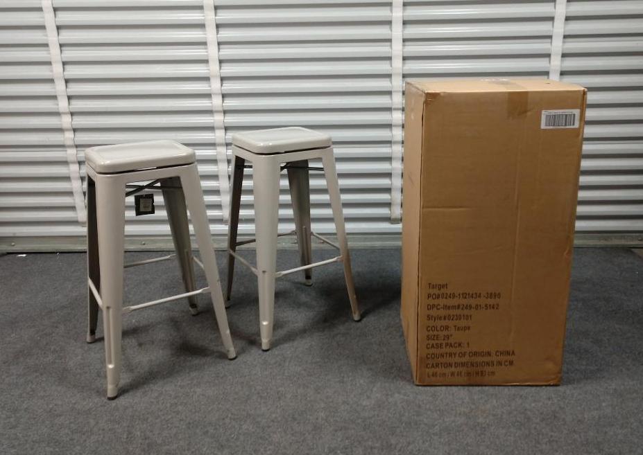 2 NEW Taupe Project 62 Backless Bar Stools