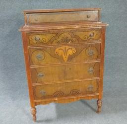 Antique 5 Drawer High Boy Chest