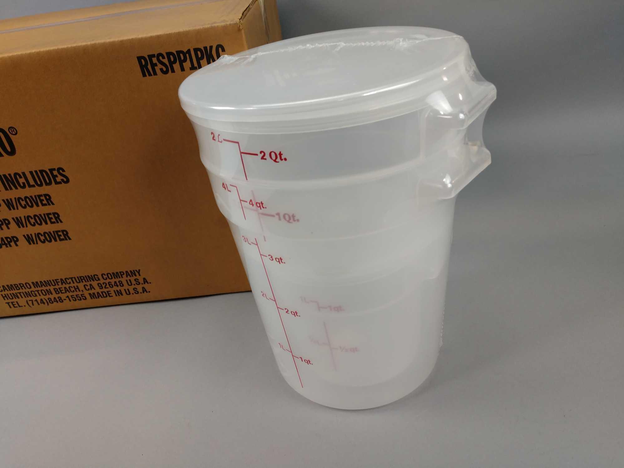 1 NEW Case Of Cambro Food Storage Buckets With Lids