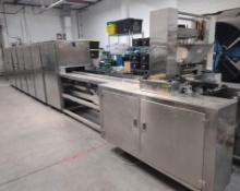 Industrial Automated Gummy Candy Mold Filling Production Line With Refrigerated Cooling Cabinets