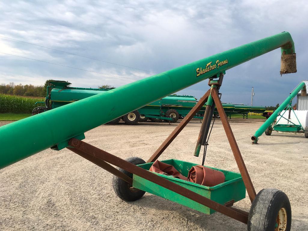 Custom Built 30ft loading pipe stand on transport w/ hydraulic lift & hose basket.