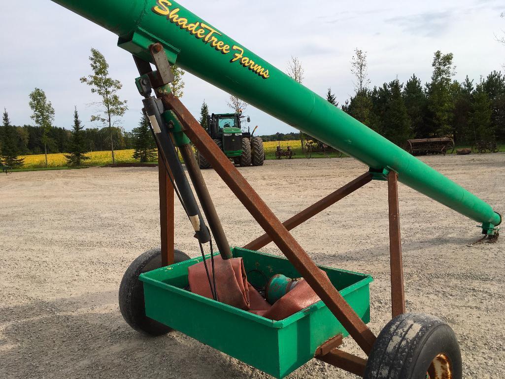 Custom Built 30ft loading pipe stand on transport w/ hydraulic lift & hose basket.