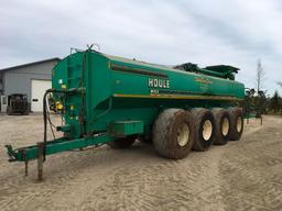 2001 Houle 9,500-gallon quad axle tanker spreader; rear discharge; PTO pump; 6-shank injector bar;