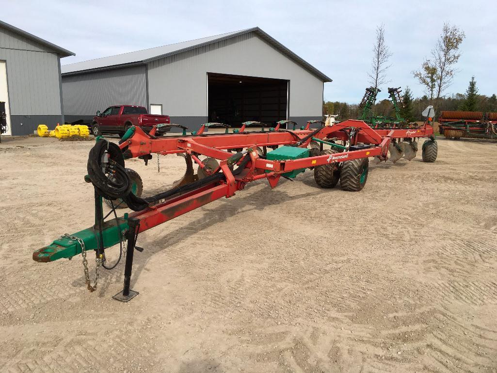 Kverneland DA-100-9 10-bottom on land hitch plow; ASR; variable width; coulters & cover boards; s/n