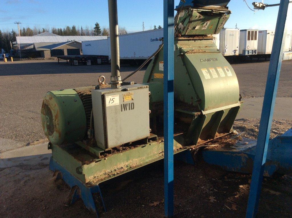 Champion 30" x 28" hammer mill w/ 250 hp electric motor w/ industrial magne