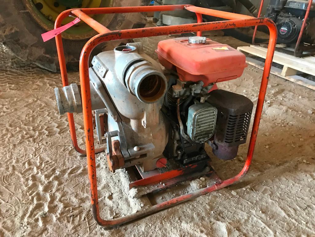 Multiquip 3in trash pump w/ Honda 8hp engine; s/n 30ITA-1042.