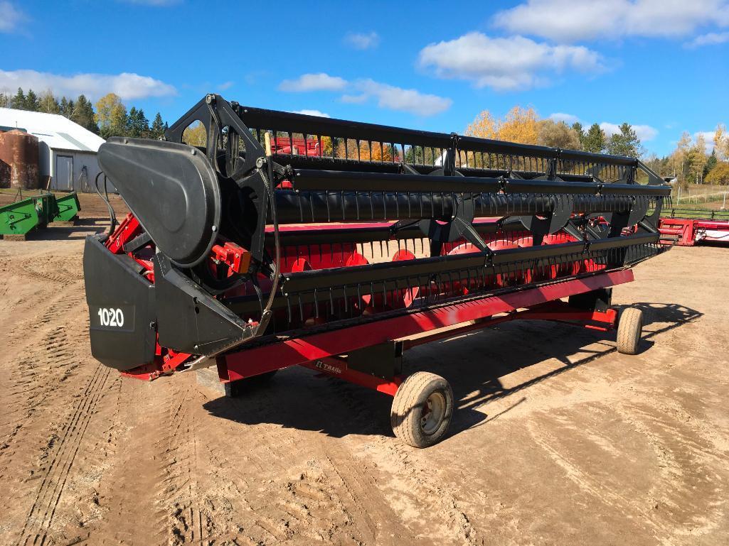 1994 Case IH 1020 20ft flex head; hyd fore & aft; s/n JJC0062173. (Head wagon sells seperately)