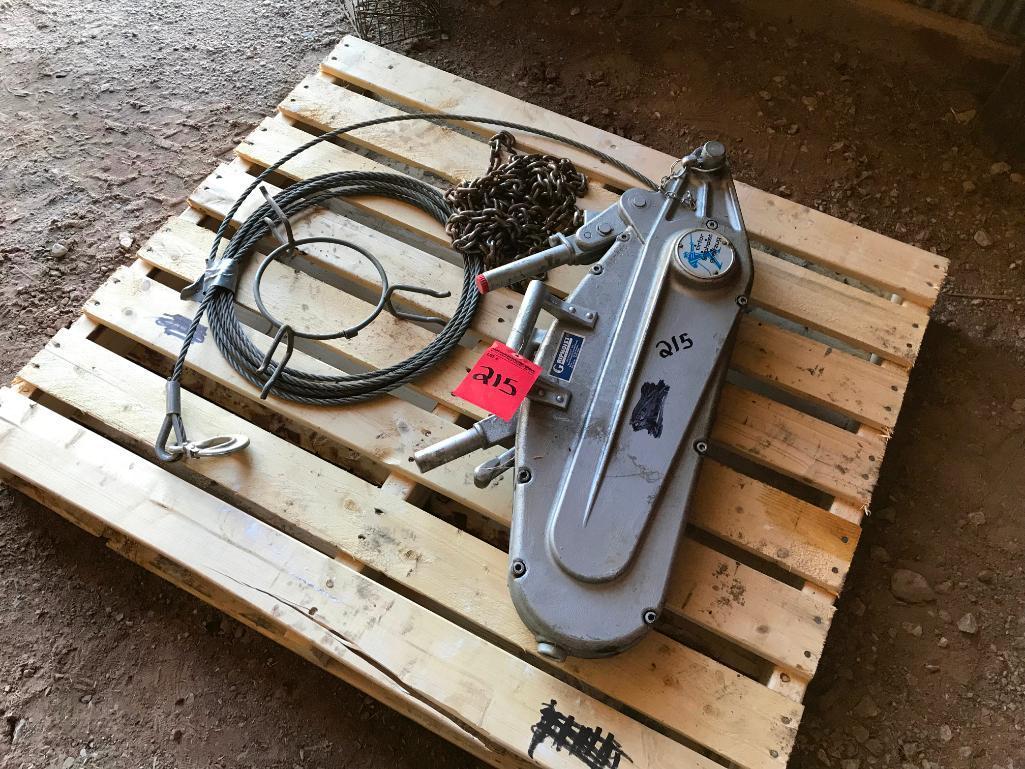 Griphoist Trirfor come along w/ cable & chain; s/n M37583.