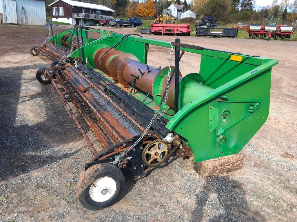 John Deere 14ft offset grain head w/ Sund pickups (Fits John Deere 7721 pull type combine); s/n