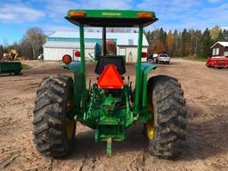 1986 John Deere 2550 tractor; open station w/ canopy; 8-speed trans; 16.9x 28 rear tires; 1-hyd w/