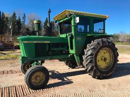 1968 John Deere 4020 tractor; John Deere factory cab; diesel; syncro trans; 18.4 x 34 rear tires;