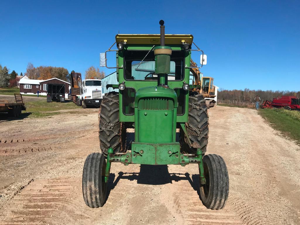 1968 John Deere 4020 tractor; John Deere factory cab; diesel; syncro trans; 18.4 x 34 rear tires;