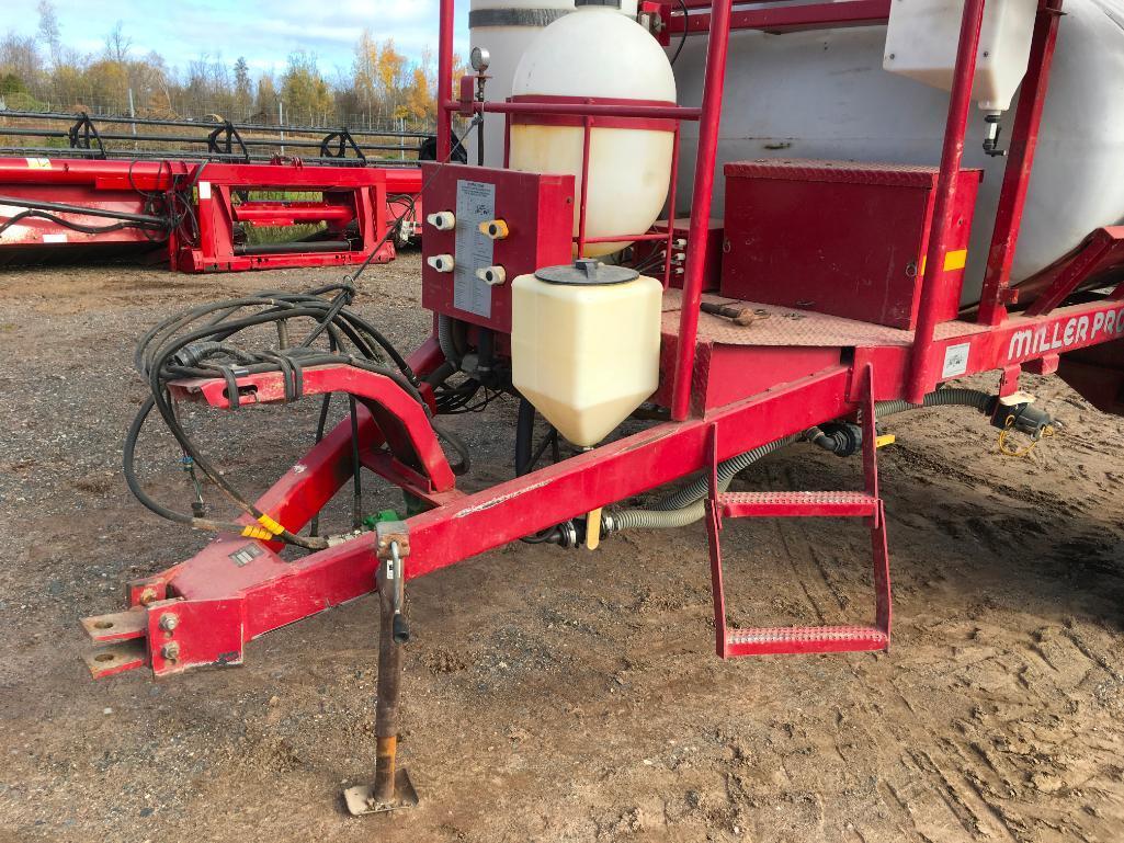 Miller Pro 1,000-gallon sprayer; 60ft boom w/ field cushion; large tires; foamer, Raven 440 control;