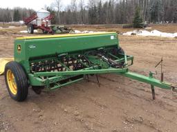 John Deere 8300 grain drill; 10ft; single disk; cover; s/n 038250N.