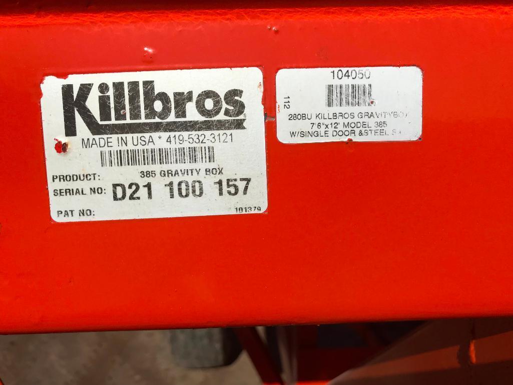 Killbros 385 gravity box on H&S 412 12-ton wagon; side extensions; tarp; light kit; s/n D21100157.