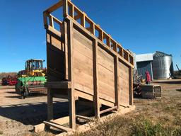 Wood custom built cattle loading chute; 30in wide x 11ft long x 50in high.