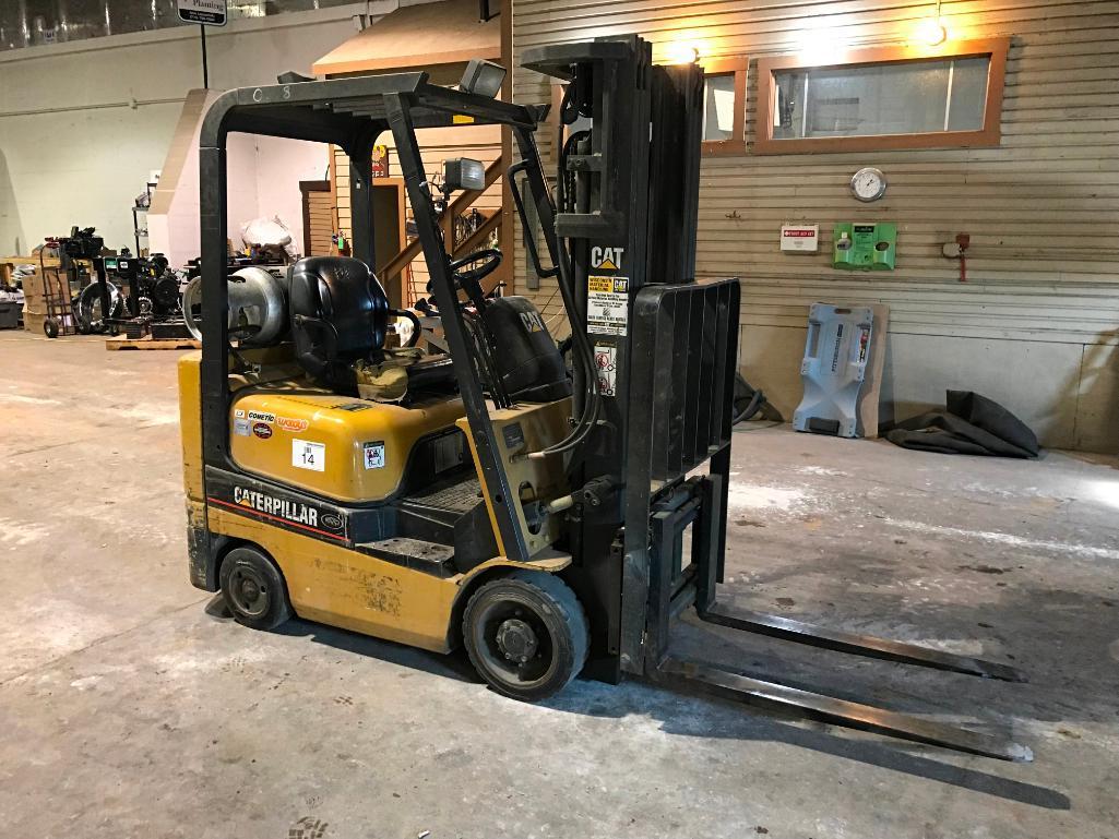 1998 Caterpillar GC18K cushion tire forklift; LP gas engine; 3,500 lb capacity; 186in lift; side