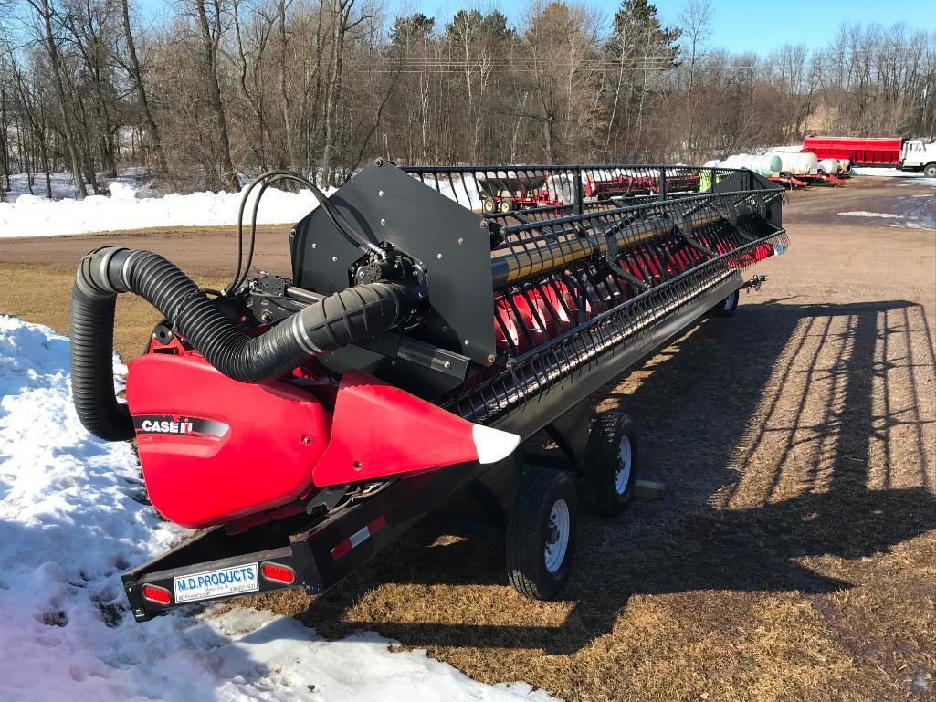 2011 Case IH 3020 35ft flex head; Crary air reel; full finger auger; s/n YBZL56978. (Head wagon