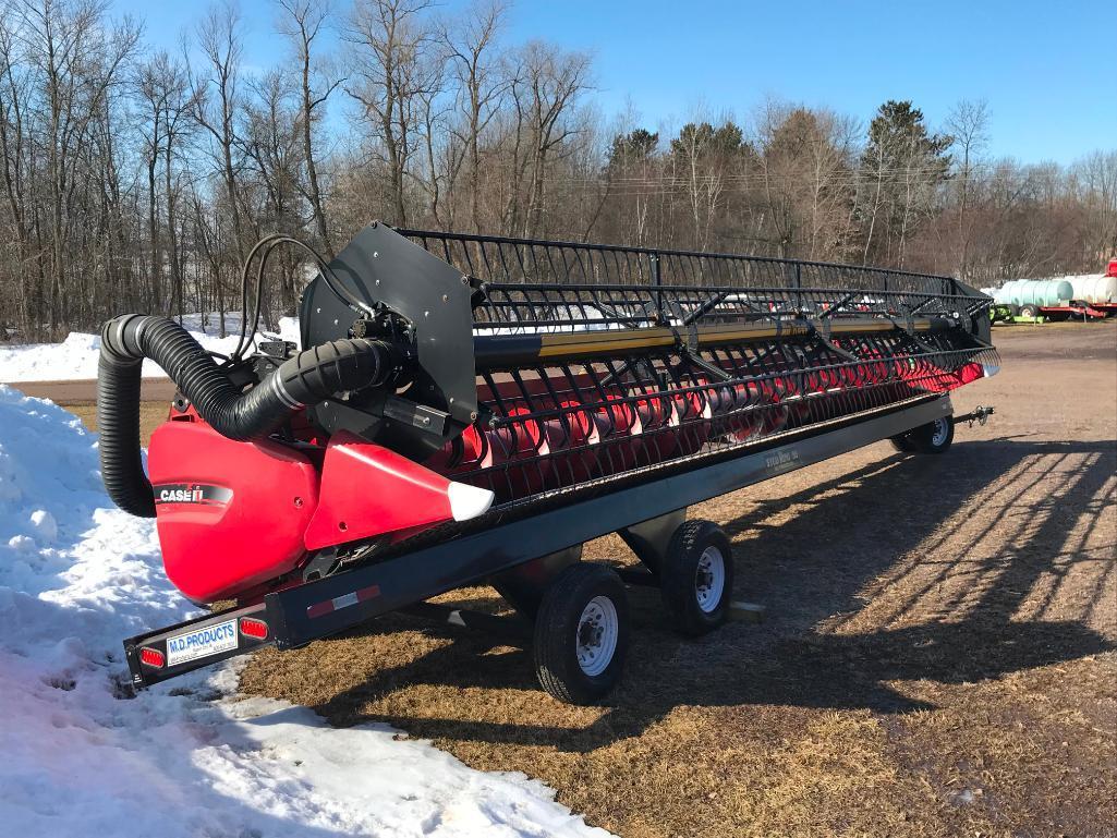 2011 Case IH 3020 35ft flex head; Crary air reel; full finger auger; s/n YBZL56978. (Head wagon