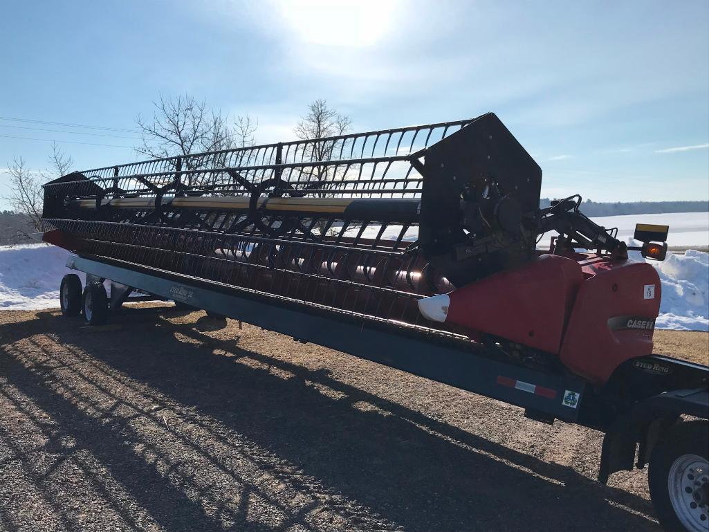 2011 Case IH 3020 35ft flex head; Crary air reel; full finger auger; s/n YBZL56978. (Head wagon