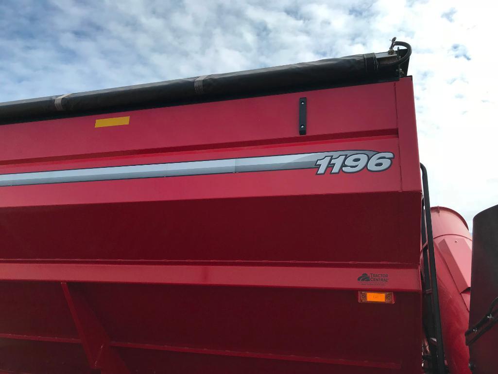 2013 Brent 1196 Avalanche grain cart; 1100 BU; 36in rubber tracks; PTO drive; hyd fold auger; scale;