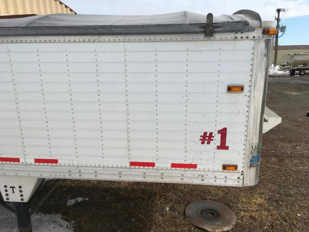 2007 Timpte Super Hopper 42ft grain trailer; air ride suspension; Shur-Lok tarp; 66in sides; 96in