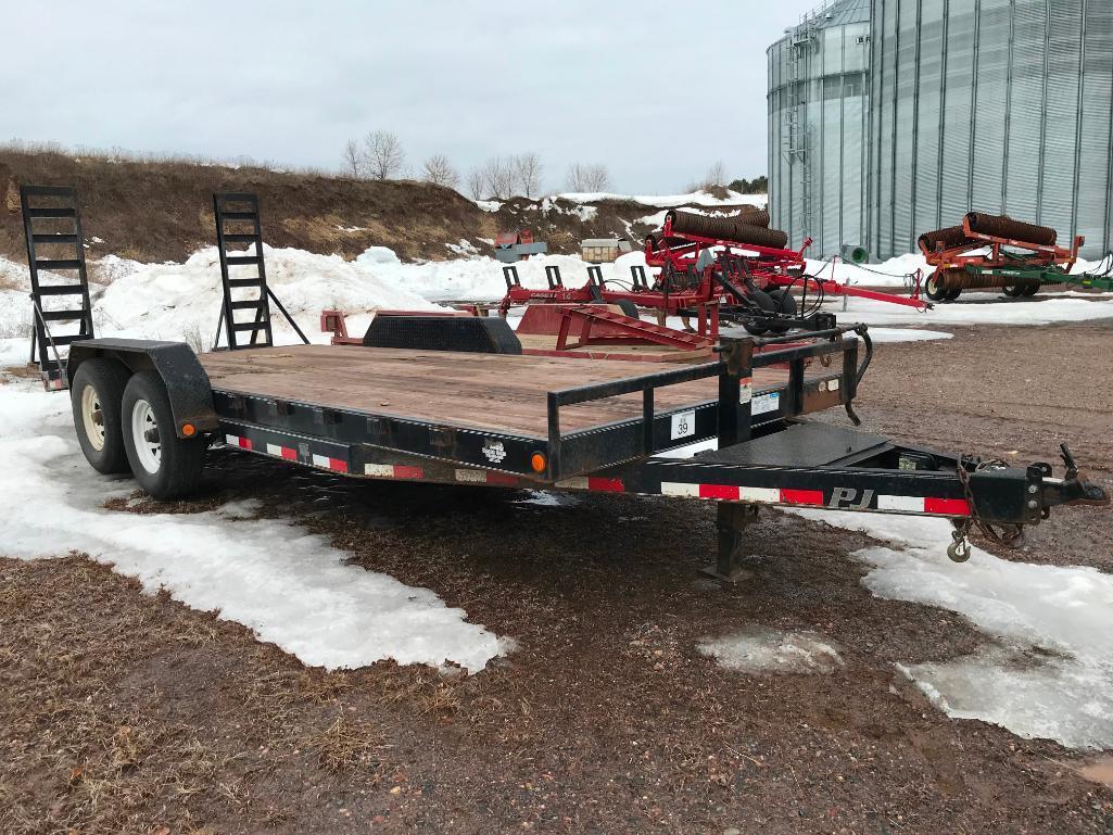 2010 PJ 7ftx20ft tandem axle flatbed trailer; 14,000 lb. capacity; ball hitch; 18ft deck; 2ft