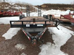 2010 PJ 7ftx20ft tandem axle flatbed trailer; 14,000 lb. capacity; ball hitch; 18ft deck; 2ft