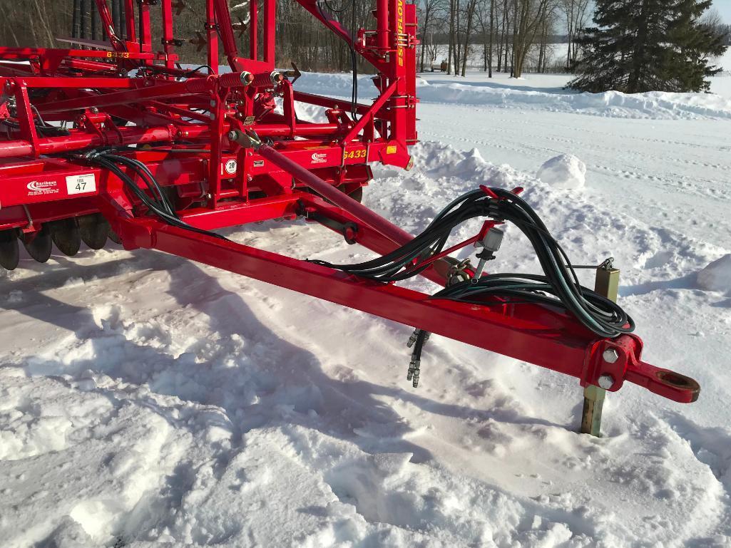 2013 Sunflower 6433 43ft soil finisher; walking tandem wheels; cushion disc gang; 6-bar spike