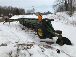 John Deere 2800 8-bottom on land hitch plow; ASR; 2pt hitch; vari width; coulters; s/n 014238A.