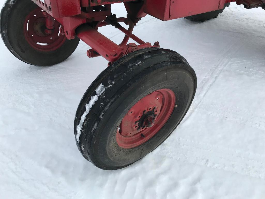 1973 IHC 656 tractor; open station; diesel; TA trans.; wide front; 15.9 x 38 rear tires; 1-hyd;