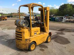 Hyster S50C 5,000 lb. LP gas forklift; 187in lift; cushion tires; 6,136 hours; s/n C002D20109Y.