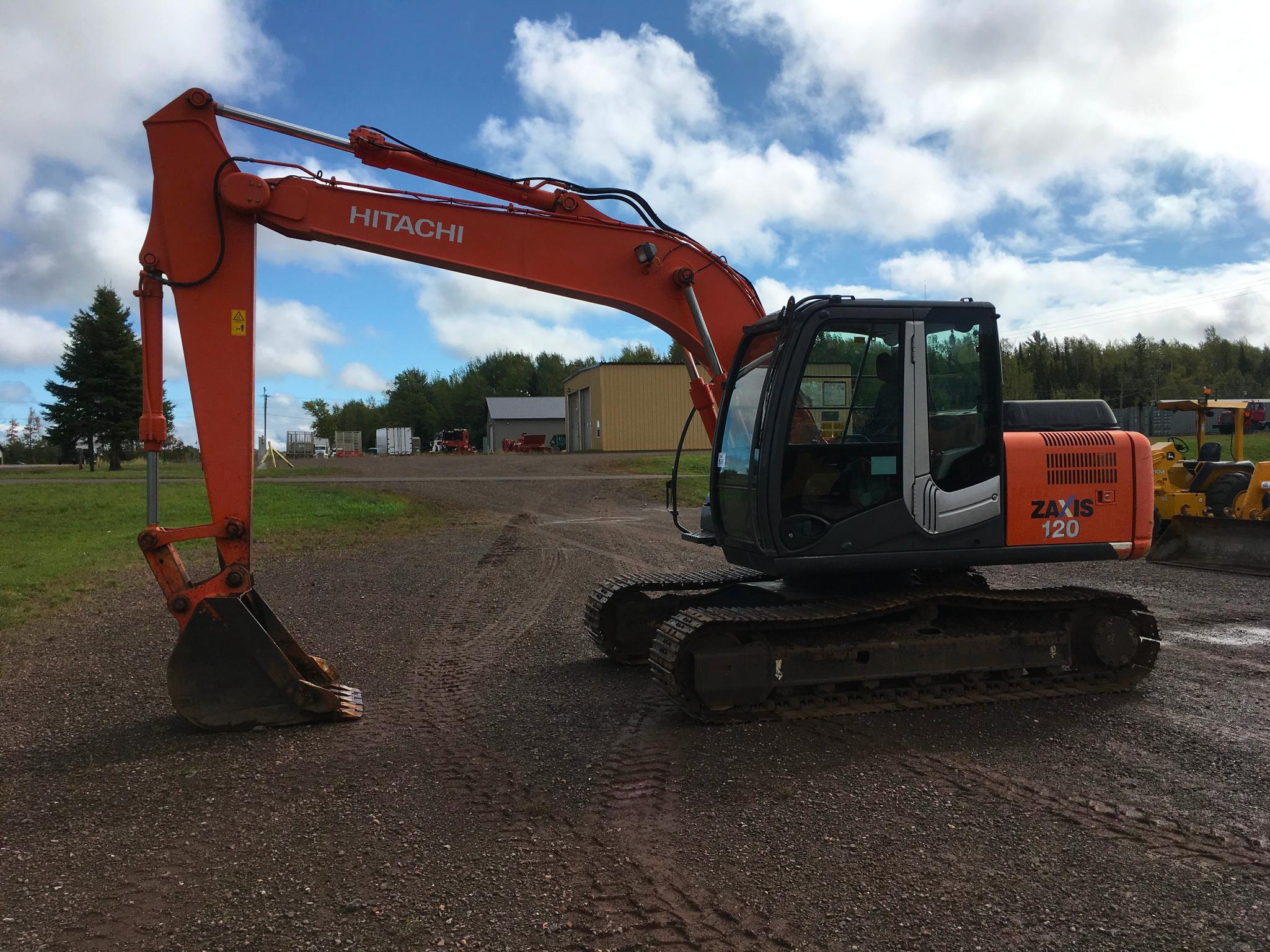 2011 Hitachi ZX 120-3 excavator; cab w/ AC; 20" pads; Isuzu engine; rear view camera; 34" pin on