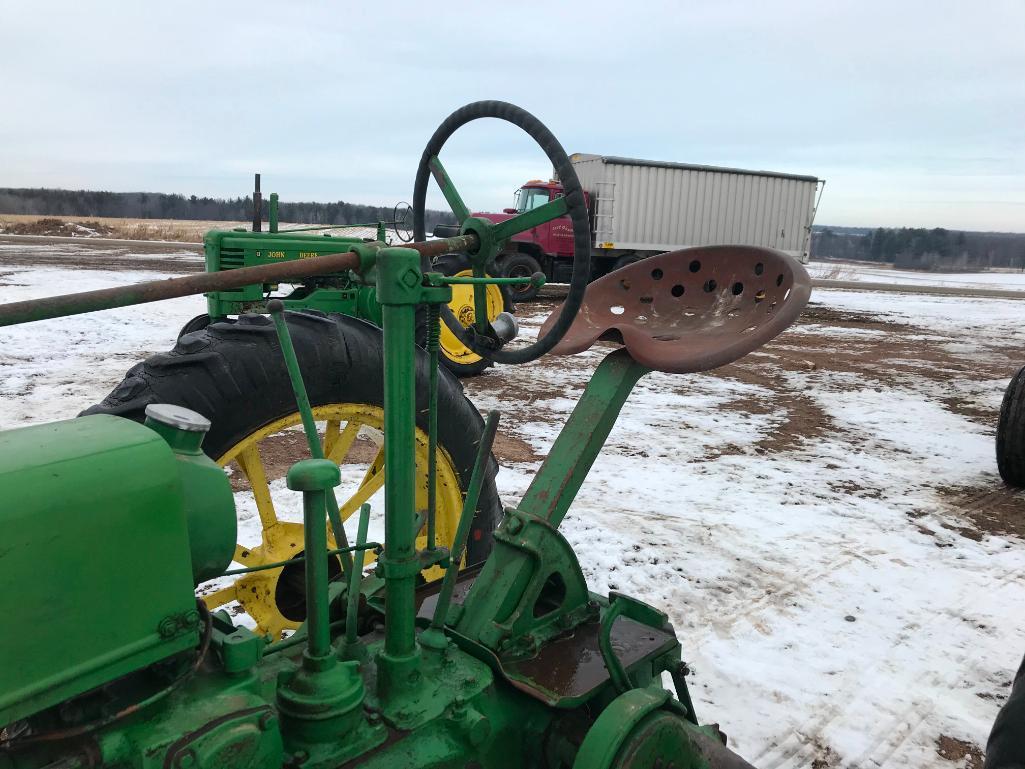 John Deere B unstyled tractor; 11-36 tires; NF; non running; ran when parked; s/n B13647.